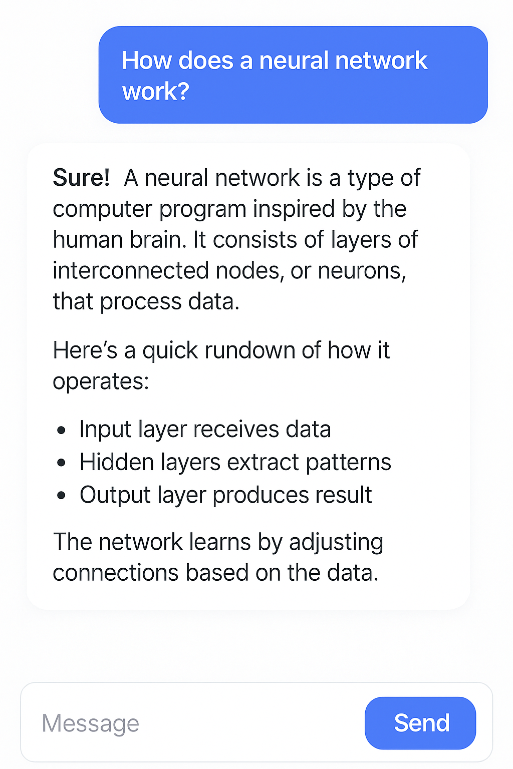 AI Chat Assistant interface demonstration